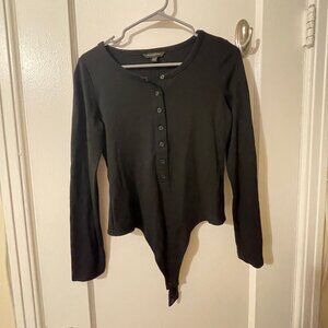 Banana Republic, black, long sleeved, Henley bodysuit (size S)